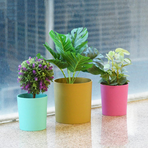 PATIKIL 4 Inch Plastic Plant Pot, 4 Pack Round Flower Planter Container for Indoor Outdoor, White...