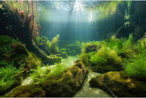 Aquarium Background Freshwater Ecosystem Aquarium Backdrop Algae Aquatic Plants Moss Aquatic Grass with Sunlight Terrarium Background Amazing Clea...