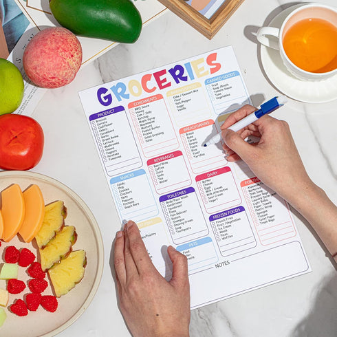 Large Grocery List Magnet Dry Erase Board for Fridge 12'' x 8'' Grocery List Magnet Pad with Magnetic Dry Erase Markers and Whiteboard Eraser for ...
