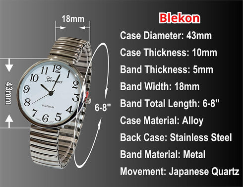 Blekon Collection Fashion Watch Wholesale Geneva Super Large Stretch Watch Clear Number Easy Read (Orange)...