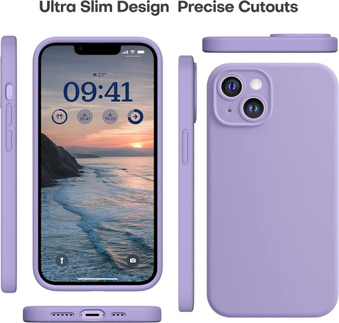 CellEver Heavy-Duty Silicone Case for iPhone 14 - Military Drop Protection, Camera Shield, Scratch-Free Interior, Light Purple...