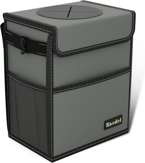 K KNODEL Car Trash Can, Waterproof Garbage Can, Trash Bag with Lid, Leak-Proof Car Bin, Trash Hanging Bag for SUV (Medium, Gray)...