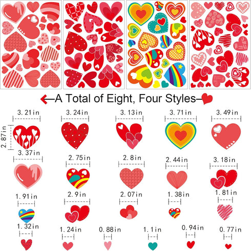 Kalolary 194PCS Valentine's Day Window Stickers Removable Heart Window Clings DIY Heart Stickers Self-Adhesive Heart Decal for Home, Office - Vale...