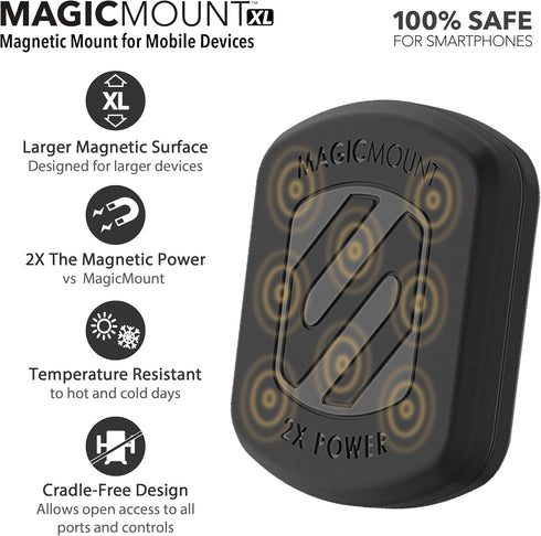 Scosche MAGTHD2 MagicMount XL Magnetic Phone Holder Suction Cup Phone Mount for Car Dash, Window or Flat Surface, Adjustable, Stick Grip Base with...