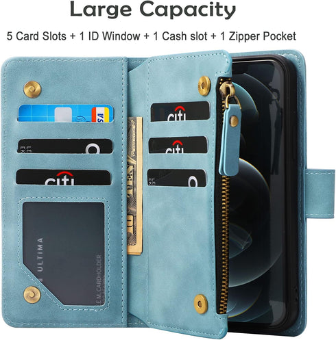 RANYOK Wallet Case Compatible with iPhone 11 (6.1 inch), Premium PU Leather Zipper Folio Wallet RFID Blocking with Wrist Strap Magnetic Closure Bu...
