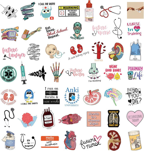 100PCS Doctor Stickers, Medical Equipment Stickers Aesthetic Decals Vinyl Waterproof Doctor Appreciation Gifts Stickers for Water Bottle Laptop Lu...