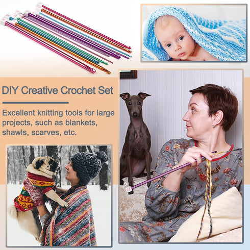 Coopay Long Crochet Hook Set, 11pcs Tunisian Multicolor Afghan Crochet Needles for Crocheting, 2mm(B)-8mm(L), Great Knitting & Crochet Supplies To...