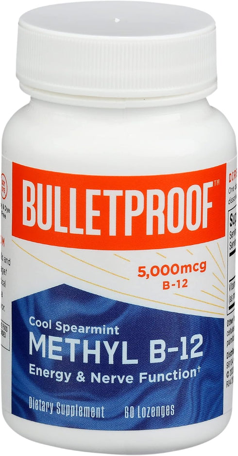 Bulletproof Cool Spearmint Methyl B-12 Lozenges, 60 Count, Supplement for Energy and Nerve Function...