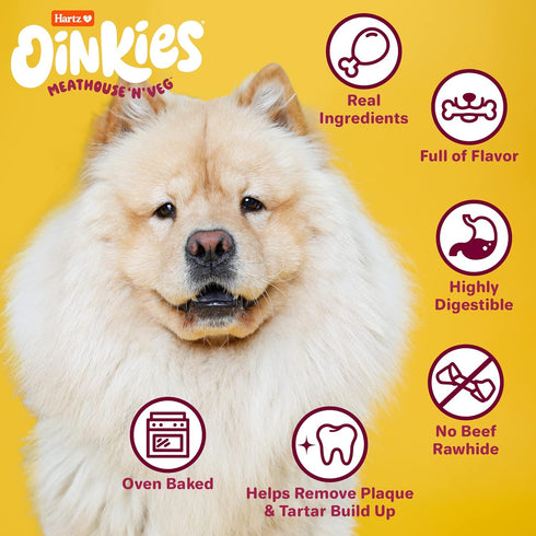 Oinkies Meathouse'n'Veg Tender Ribs Dog Treats with Real Chicken, Duck, Veggies & Peanut Butter Flavor, Highly Digestible and Rawhide-Free, 22 Cou...