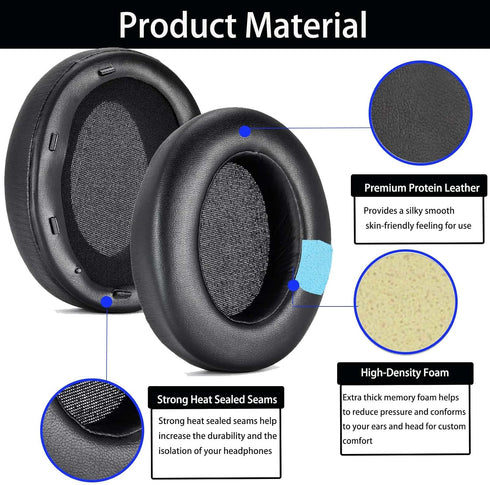 Replacement Ear Pad Cushions for Sony WH-XB910N / WHXB910N Wireless Bluetooth Extra Bass Noise Cancelling Headphones and Softer Protein Leather Me...