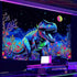 Blacklight Dinosaur Tapestry, Fantasy Neon Funny Dino Frog Mountain Art UV Reactive Tapestries, Cool Fairytales T-Rex Galaxy Space Glow in the Dar...