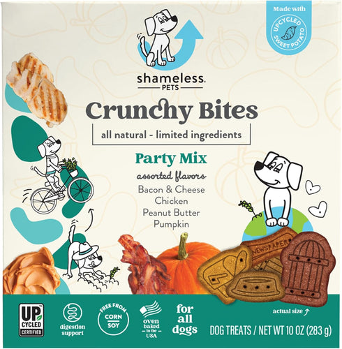 Shameless Pets Crunchy Dog Treats Party Mix Variety Flavors 10oz size...