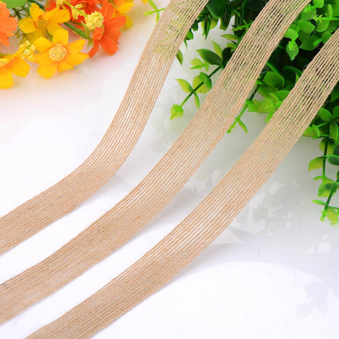 Pangda 2 Rolls Natural Burlap Fabric Ribbon Wedding Events DIY Craft Ribbon Brown Rustic Ribbon for Floral Garland Scrapbook Wrapping Home Decor, ...