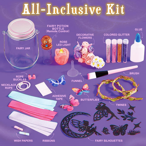 Klever Kits DIY Fairy Lantern Craft Kit - Birthday Gifts with Remote Control Fairy Potion Necklace, 2-in-1 Jar Night Light, Halloween Garden Creat...