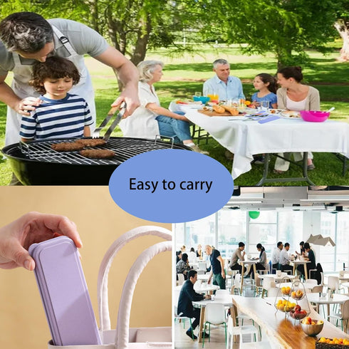 Reusable Travel Utensils Set with Case, Portable Wheat Straw Cutlery Set, BPA-Free and Eco-friendly Knife Spoon Fork, Travel Utensils for Office, ...