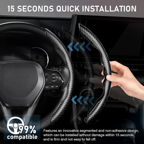 Cartist Carbon Fiber Steering Wheel Cover - Anti-Slip, Comfortable Grip for Men/Women - Durable, Universal Car Accessory (Black)...
