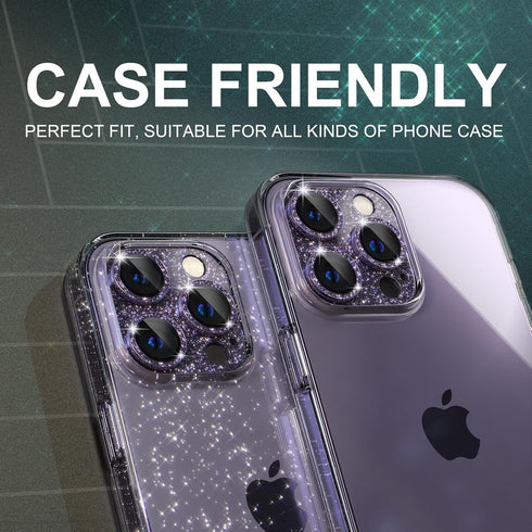 Choiche for iPhone 14 Pro/iPhone 14 Pro Max Camera Lens Protector, Bling Camera Cover with 9H Tempered Glass Lens Screen Protector Metal Ring Deco...