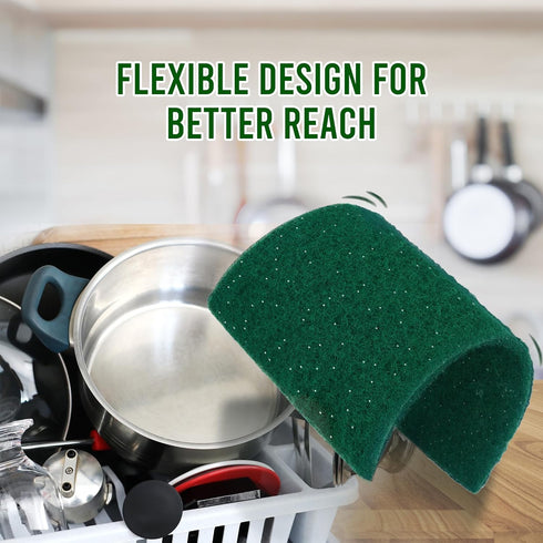 12 PCS Heavy Duty Scour Pads with Silver Spark Stain Cutters, Green Reusable Scouring Pads for Kitchen, Sink, Garage and Dish Cleaning, Multipurpo...