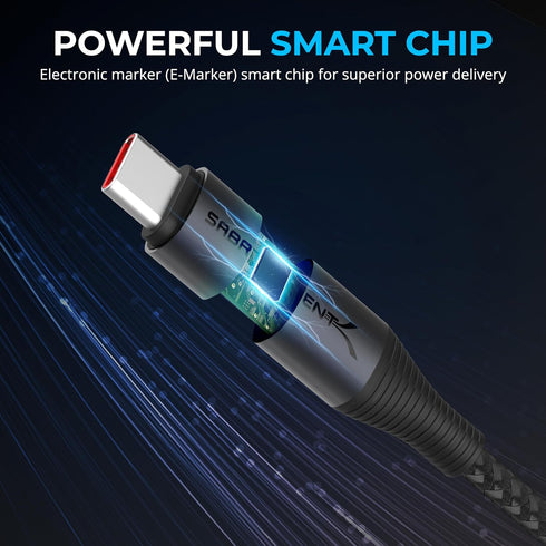 SABRENT USB C to USB C Charging Cable with Smart Display, 2M/6.6FT Long, E-Marker Chip, 100W Charging and 480Mbps Data Transfer Speeds, for Laptop...