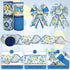 Whaline Lemon Wired Edge Ribbon 24 Yards Blue Tile Lemon Fabric Craft Ribbon for Spring Summer Baby Shower Birthday Gift Wrapping Wreath Bow DIY C...