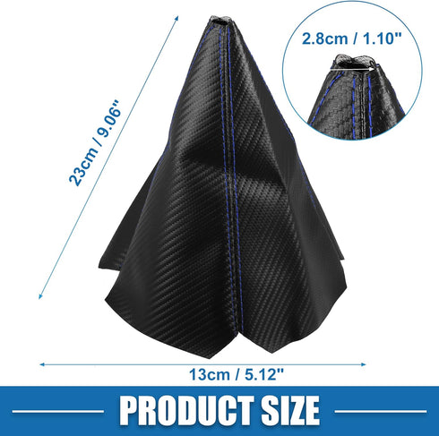 Car Shift Boot Cover Universal Gear Shift Knob Boot Dust Cover PVC PU Black with Blue Stitches...