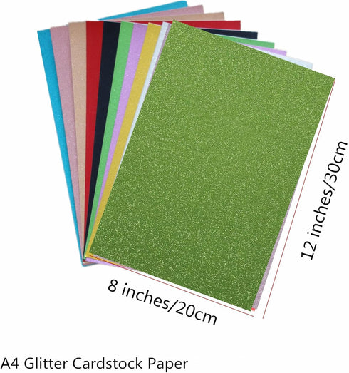 20 Sheets Grass Green Glitter Cardstock Paper for DIY Art Project, Scrapbook, Birthday Wedding Party Decoration 250GSM(8x12 In, Non Adhesive)...