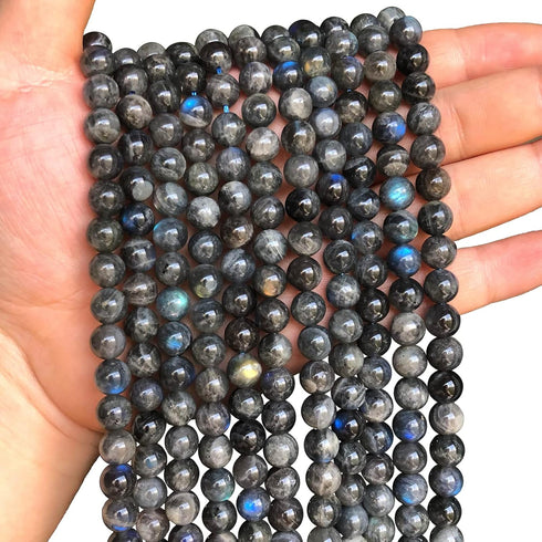 6MM 60PCS Natural Labradorite Gemstone Energy Crystal Healing Power Spacer Loose Beads for Jewelry Making DIY Bracelet 15 Inches 1 Strand A Grade...