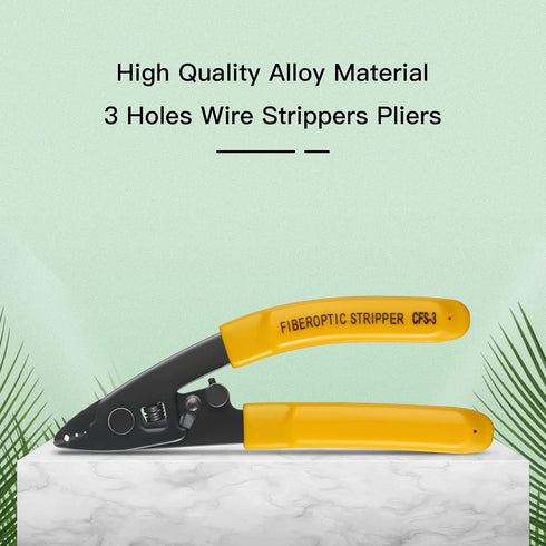 3PC CFS-3 Fiber Optic Stripper 3 Port Hole Fiber Optic Stripping Tool with 6" handle - Hex Key Adjustable For Jacket, Buffer, and 125?m-250?m Coat...