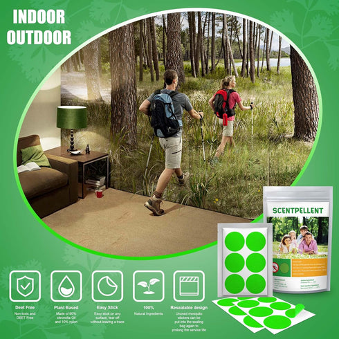 Scentpellent 150 Pack Mosquito Stickers for Kids and Adults, Deet Free Natural Citronella Mosquito Patches for Indoor Outdoor Traveling Camping Hi...