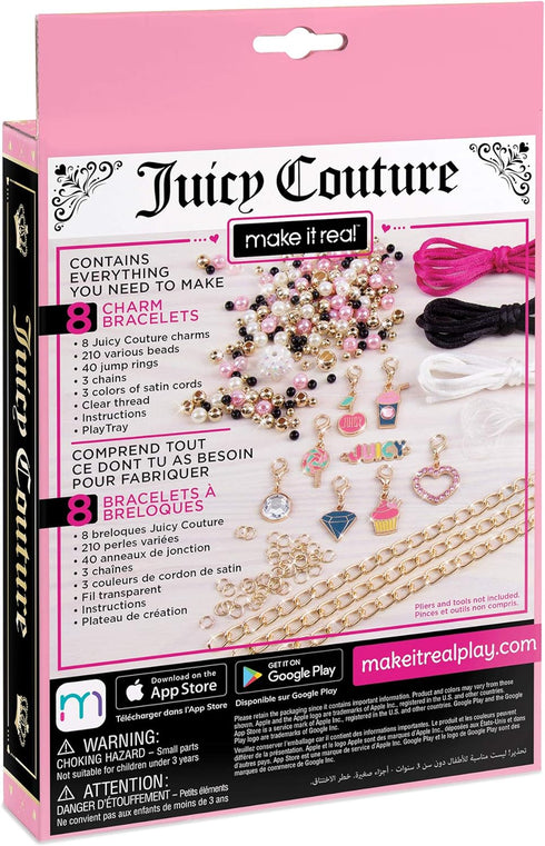 Make It Real - Juicy Couture Pink and Precious Bracelets - DIY Charm Bracelet Making Kit - Friendship Bracelet Kit with Charms, Beads & Cords - Ar...