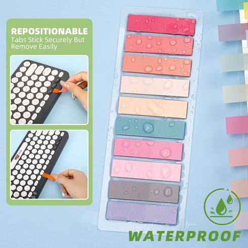 2800-Pcs Sticky/Book Tabs, Writable Morandi Translucent Book Markers Sticky Note Tabs, Repositionable Book Flags Strip, Post It Notes, Book Annota...