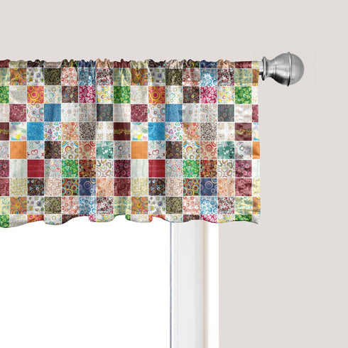 Ambesonne Retro Window Valance, Big Patchwork of Different Patterns Traditional Classical Old Fashioned, Rod Pocket Curtain Valances for Kitchen B...