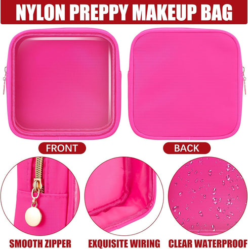 Hushee 4 Pcs Clear Nylon Makeup Bag for Women Christmas Gifts Preppy Cosmetic Bag PVC Travel Toiletry Bag Zipper Pouch Waterproof Storage Organize...