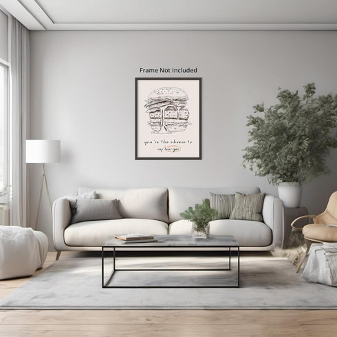 Posterizer 1 pcs-Cheeseburger Minimalist Food Kitchen Wall Art-Kitchen & Bar Art-GIft for Men Women Teens-Art for Cafe, Restaurant, Coffee Bar - u...