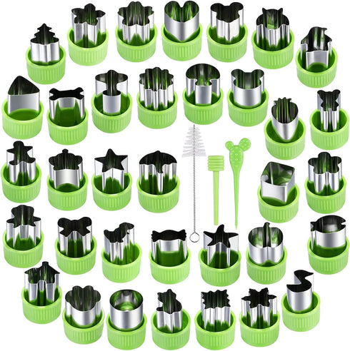NEW LIVE 35 Pack Cookie Cutters Vegetable Fruit Cutter Shapes Stamps Mold Mini Cookie Cutters...
