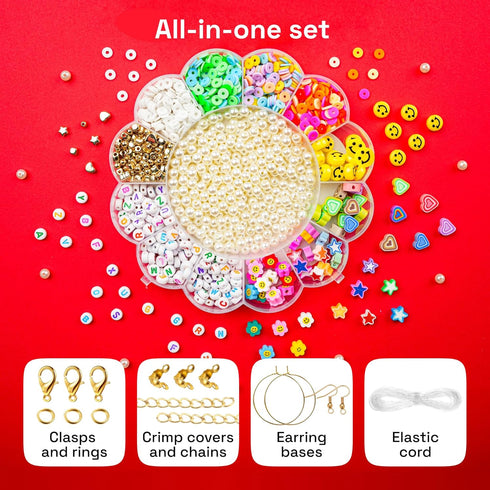 ARTISTRO 3000 pcs Bracelet Making Kit - Friendship Bracelet Kit for Jewelry Making with Pearl Beads, Clay Beads, Letters, Stars, Flowers, Hearts -...