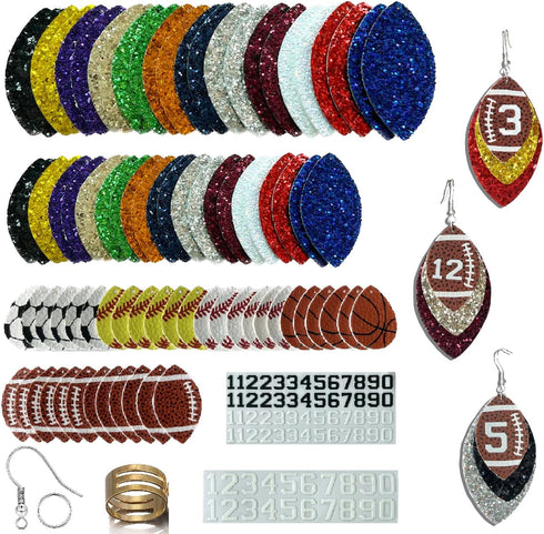 GraLeS 183 Pcs Football Earrings Faux Leather Earring Making Kits for Jewelry Making Custom Player Number Charms Earrings for Women DIY Earring Ma...