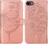 for iPhone SE 2022/SE 2020 Case,for iPhone 6/6S/7/8 Wallet Case,Butterfly Floral Embossed,Wrist Strap,Card Holder Slots,Stand Leather Protective F...