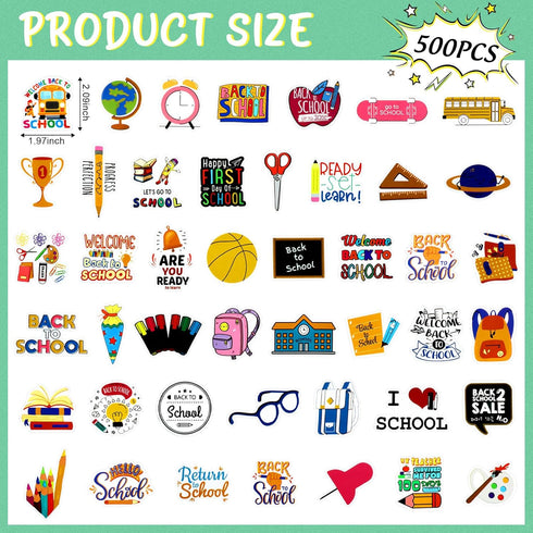 Sabary 500 Pcs Back to School Stickers Vinyl School Stickers Waterproof Return to School Stickers Scrapbook Water Bottles Laptop Journal School Ba...