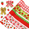 Whaline 5 Roll Strawberry Wired Ribbon 2.5 Inch Red Pink Green Strawberry Plaid Fabric Craft Ribbon Colorful Wired Edge Ribbon for Summer DIY Craf...