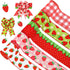 Whaline 5 Roll Strawberry Wired Ribbon 2.5 Inch Red Pink Green Strawberry Plaid Fabric Craft Ribbon Colorful Wired Edge Ribbon for Summer DIY Craf...