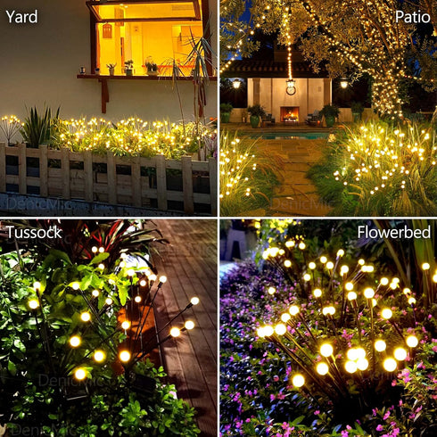 DenicMic Solar Garden Lights Outdoor 10 LED Solar Firefly Lights with Highly Flexible Copper Wire, Solar Lights Outdoor Waterproof for Pathway Yar...