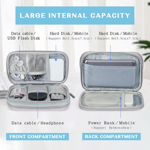 FYY Electronic Organizer, Travel Cable Organizer Bag Pouch Electronic Accessories Carry Case Portable Waterproof Double Layers All-in-One Storage ...