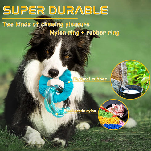 Rmolitty Dog Toys for Aggressive Chewers Large Medium Breed Dogs, Indestructible Interactive Tough Non-Toxic Natural Rubber & Nylon Tough Teething...
