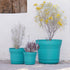 Bloem Saturn Round Planter with Saucer Tray: 10" - Bermuda Teal - Durable Plastic Pot, Matte Finish, Removable Saucer, for Indoor & Outdoor Use, G...