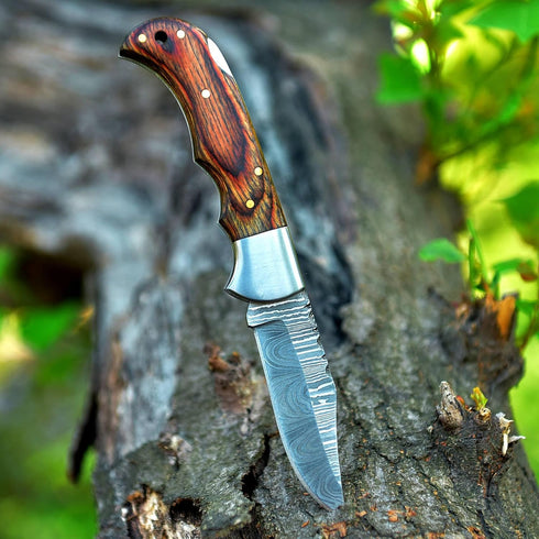Handmade Damascus Pocket Knife for Men - 6.5 Inches Damascus Folding Knife with Sheath - Pocket Knives and Folding Knives with Back Lock - Best fo...