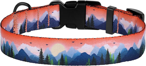 CollarDirect Print Dog Collar Nylon Pattern Adjustable Nature Pet Collars for Dogs Small Medium Large Puppy (Mountains, Neck Fit 10"-13")...