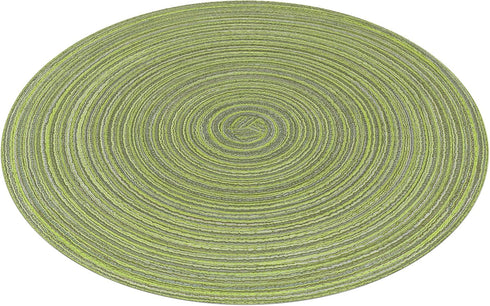 SHACOS Round Placemats Set of 4 Round Table Placemats Braided Cotton Place Mats 15 inch for Kitchen Dining Table Holiday Party (Pea Green, 4)...