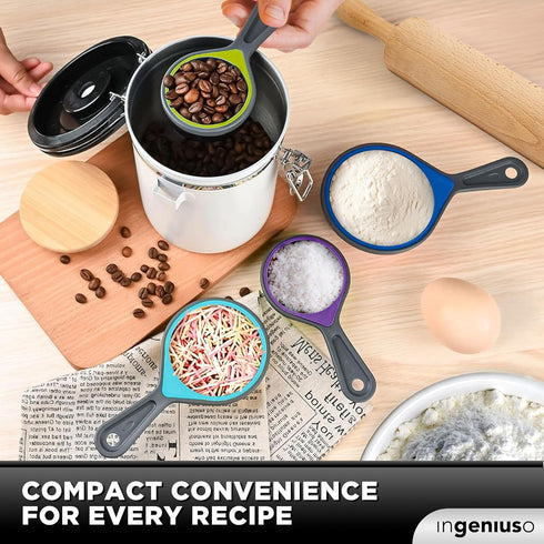 Collapsible Measuring Cups and Measuring Spoons | Portable Food Grade Silicone Measurement Cup Set for Liquid & Dry Food | Dog Food & Camping & Ki...
