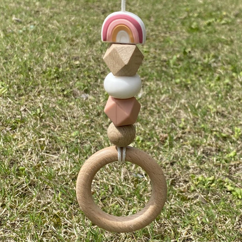Cute Rainbow Car Rear View Mirror Hanging Accessories Silicone Beaded Car Interior Mirror Decor Accessories, Personalized Wood Car Charm Essential...